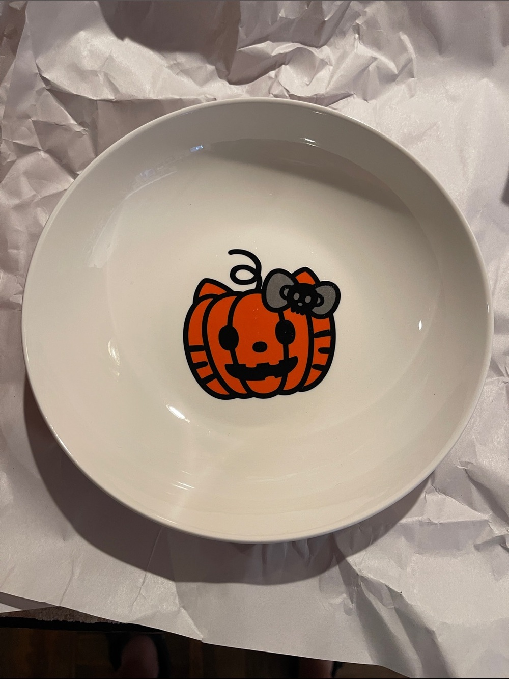 Hello Kitty Inspired Orange Pumpkin Ceramic Serving Bowl